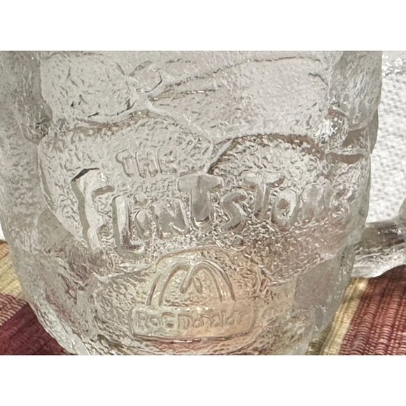 McDonalds Flintstones Rocky Road Mug Textured Frosted Stone Design USA Two 1993 - Picture 3 of 8